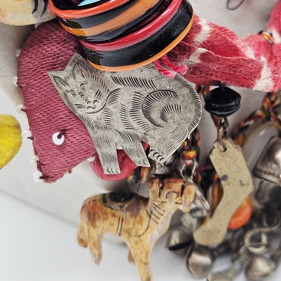 VINTAGE Handcrafted Chachkas Milagros Charm Over the Top Statement Necklace - Picture 6 of 14